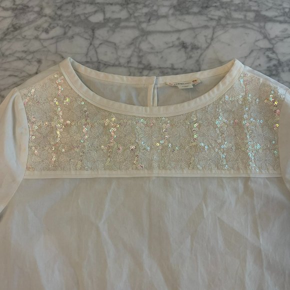 J. Crew Crewcuts Embellished White Blouse Girls Size 10 - Picture 2 of 5